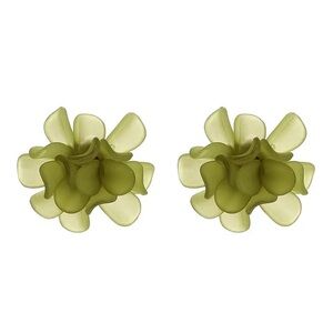 NWT Stunning Matte Olive Green Acrylic Floral Petal Bunch Studs Hypsy CO. $68